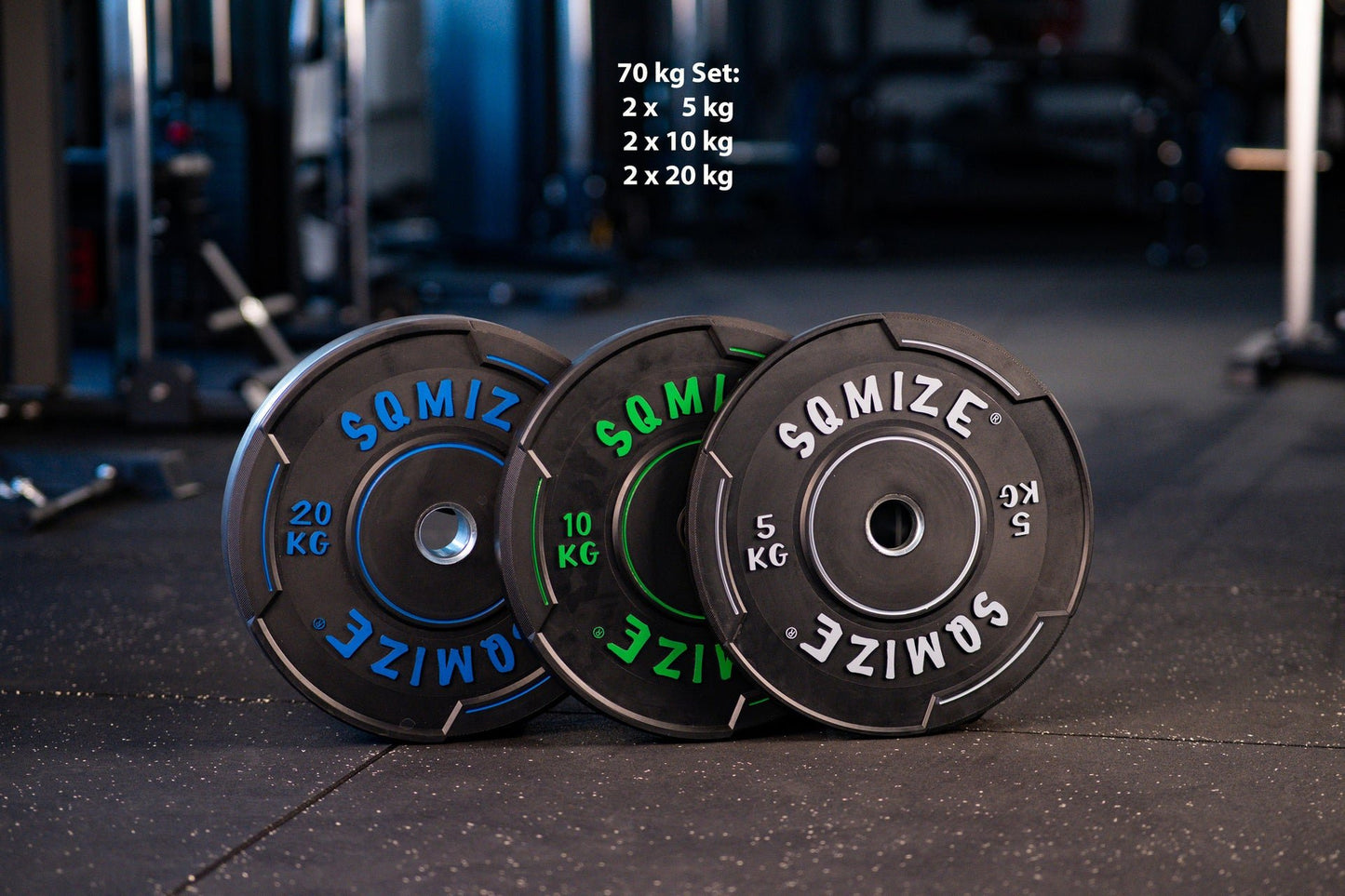 Premium Bison Black Bumper Plate Set SQMIZE® V-BBP, 70 - 150 kg